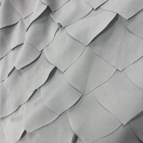 C. Luce One Shoulder Gray/Silver Scalloped Leaf Detail Cocktail Dress Size L - Picture 6 of 10